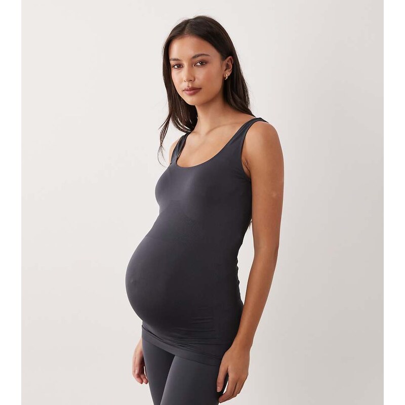 Mama.licious Mamalicious Maternity seamless vest top co-ord in grey 115486292