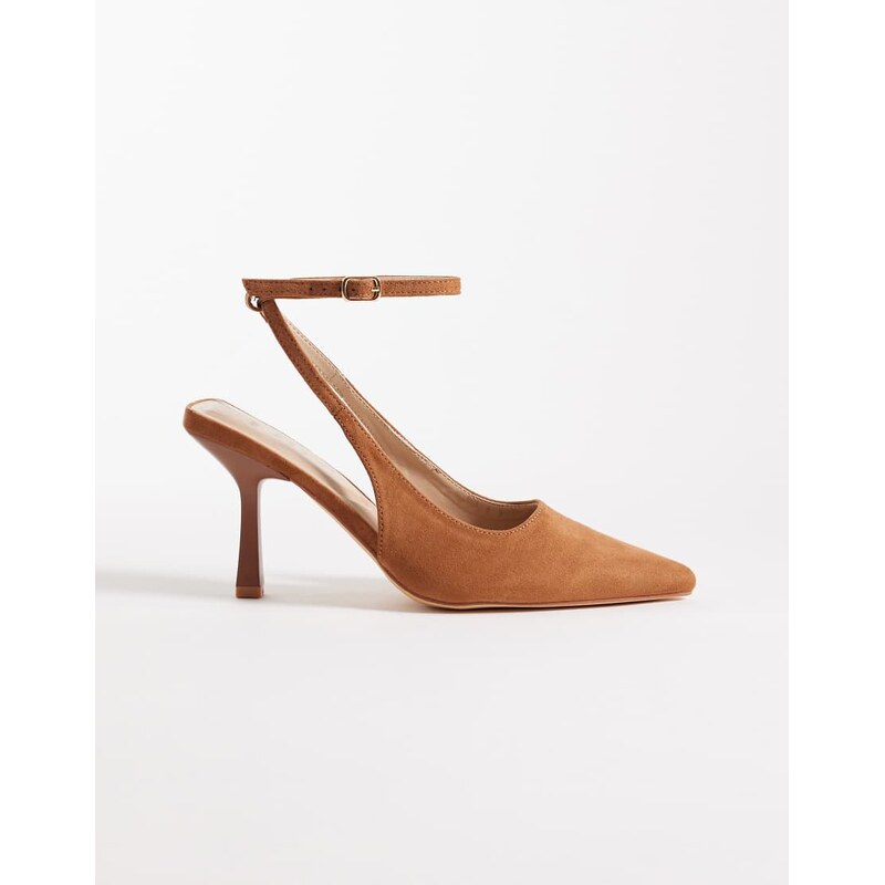 SEQWL Salado heeled court shoe in tan faux suede - BROWN