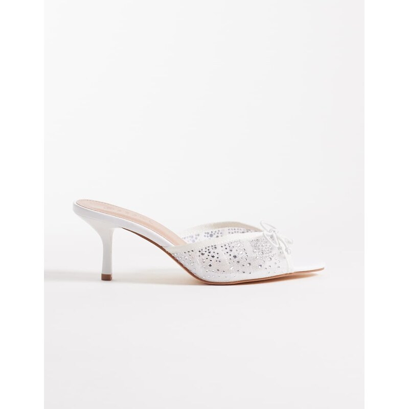 SEQWL Eden embellished heeled sandal in white 113564204