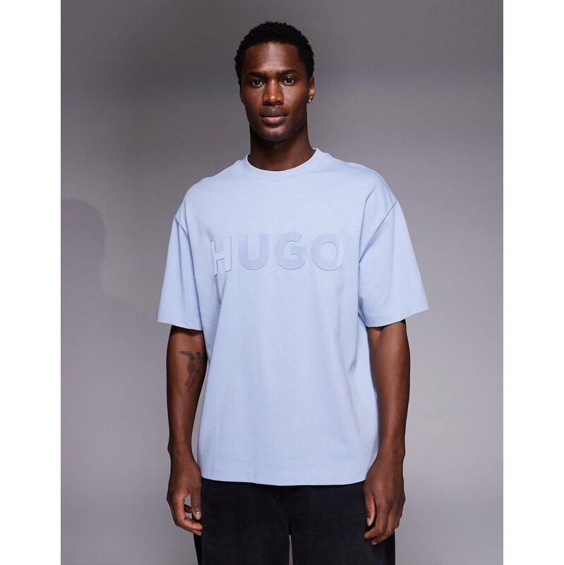 HUGO Red dinkee oversized t-shirt in light blue with tonal logo