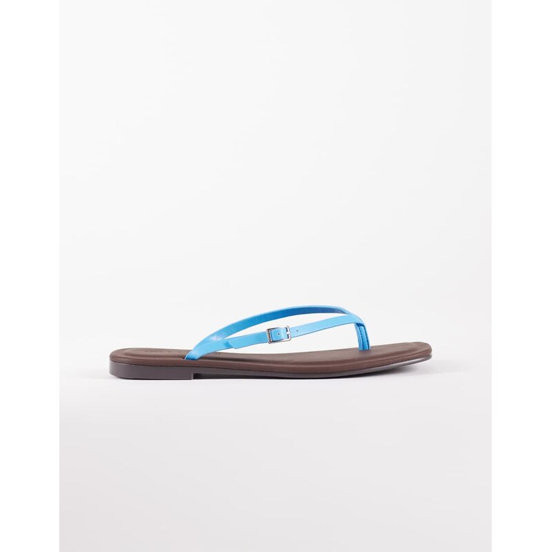 ASOS DESIGN Fitz skinny strap sandals in chocolate and blue-Brown 114330528