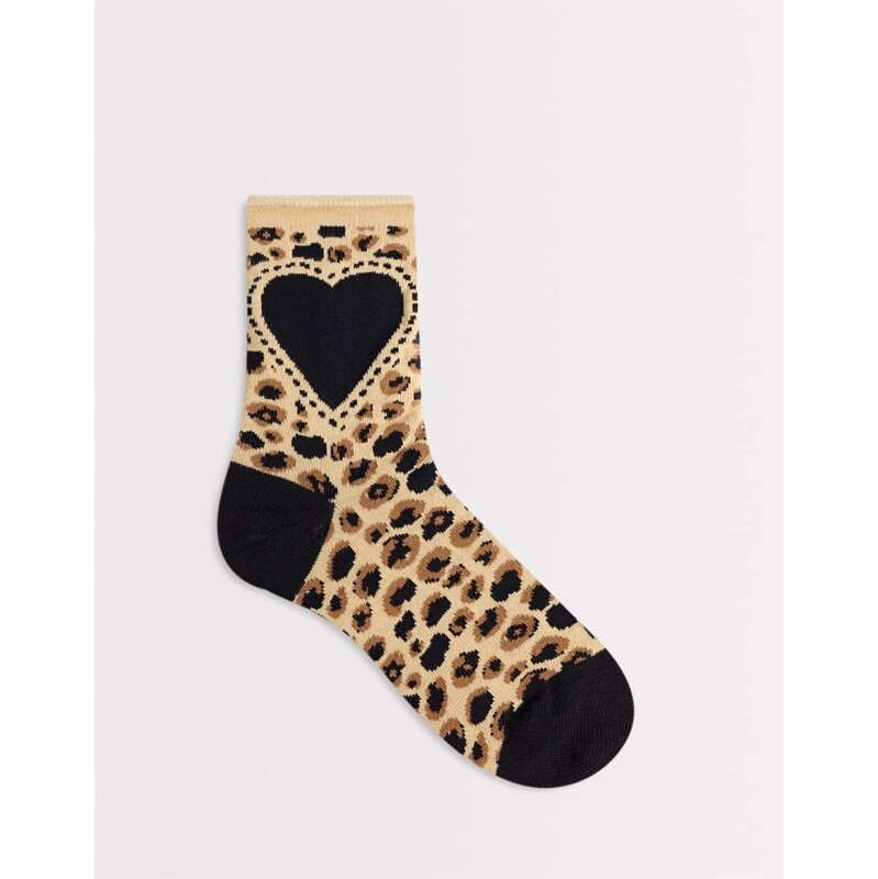 Dr Martens heart leopard print sock in multi