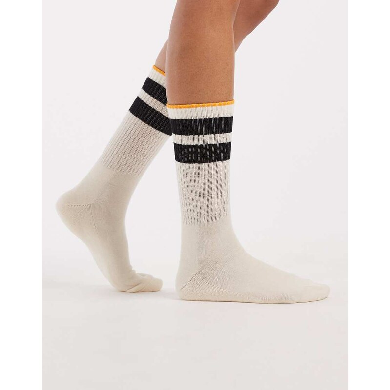 Vero Moda ribbed sporty socks with black and orange stripe