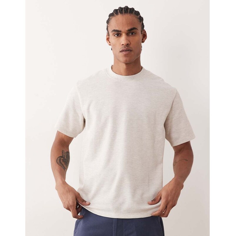 Jack & Jones waffle t-shirt in off white
