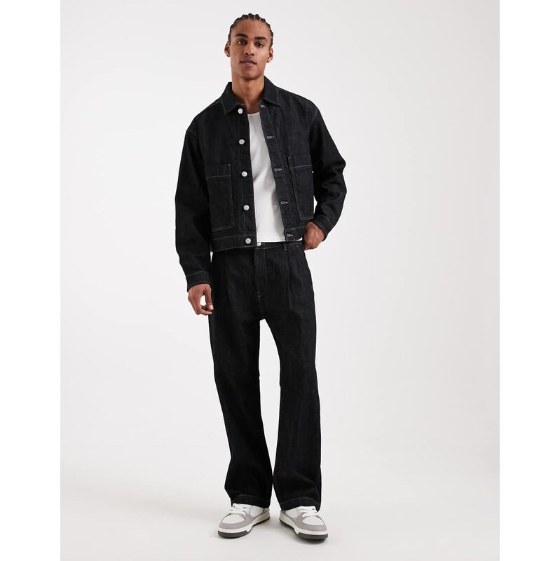 Jack & Jones co-ord Ted relaxed straight raw wash jeans in dark