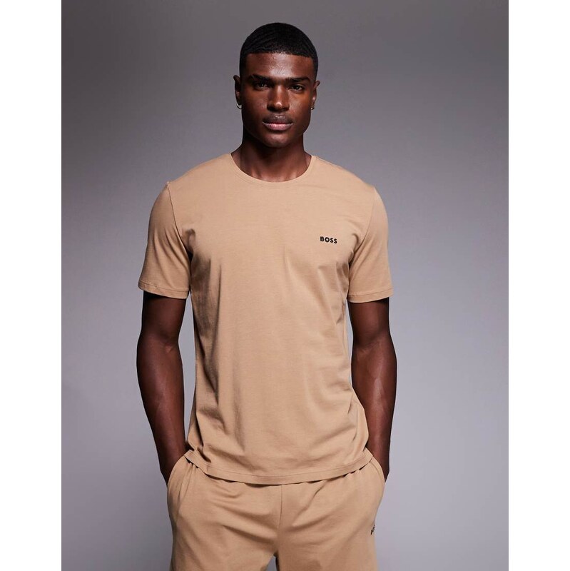 BOSS Orange BOSS Bodywear co-ord lounge shorts in tan-Brown