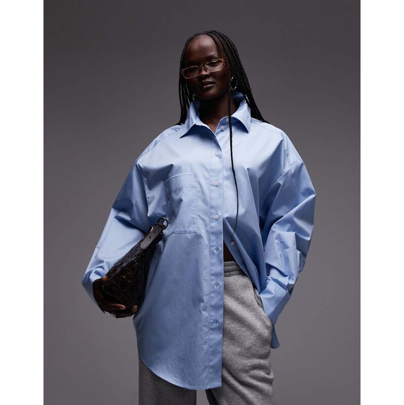 & Other Stories oversized cotton shirt in light blue 115633219
