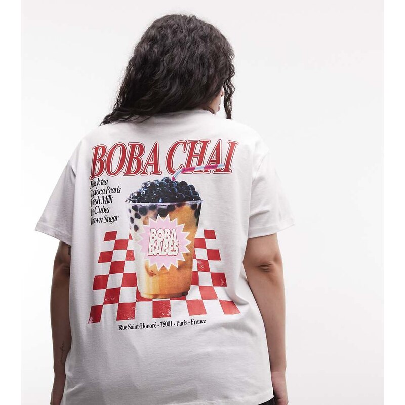 Noisy May Curve oversized t-shirt with chai back print in white