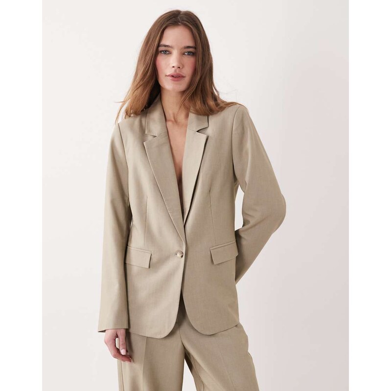 Vila tailored blazer co-ord in seneca rock melange-Neutral