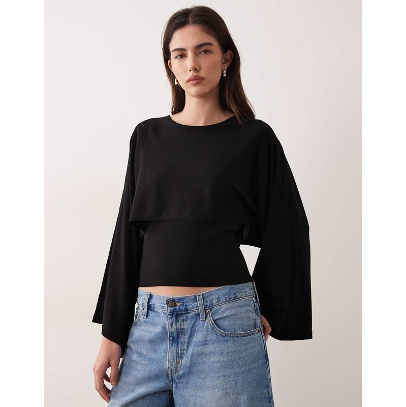 Mango knitted cape in black