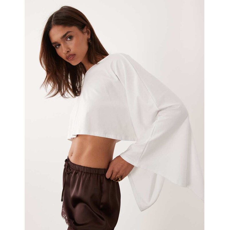 ASOS DESIGN jersey cape style top in white