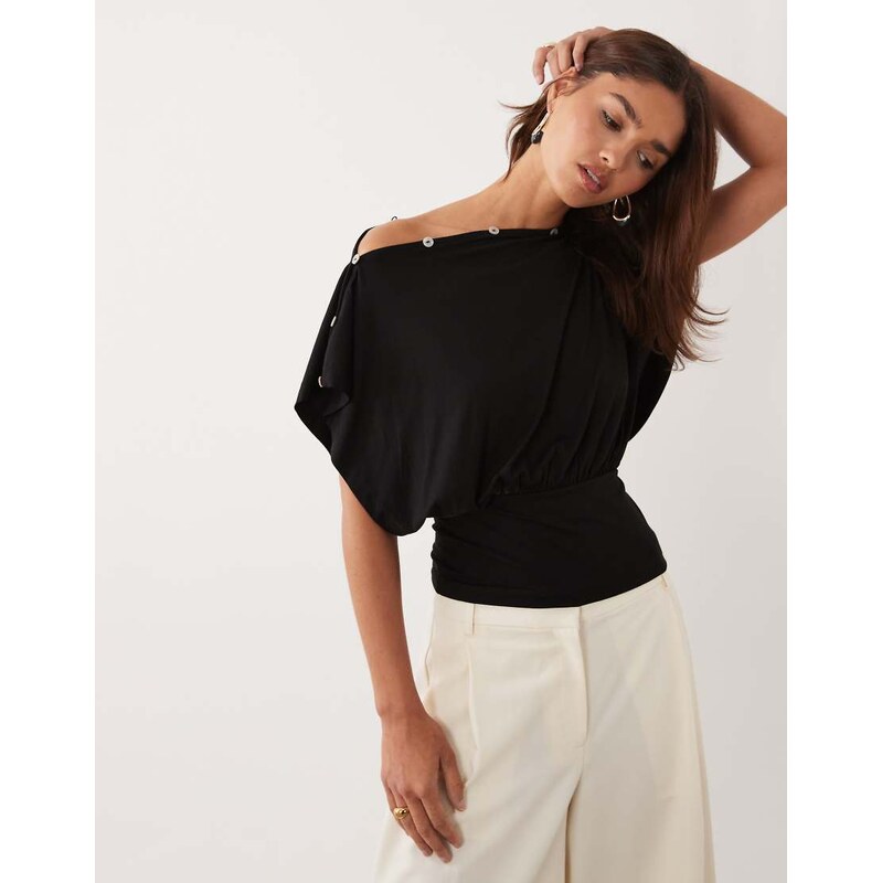 ASOS DESIGN multiway button top in black