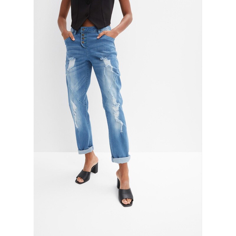 bonprix Džíny Boyfriend, Mid Waist modrá Žena