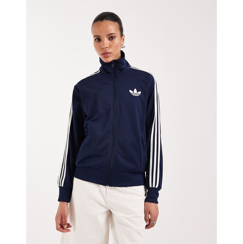adidas Originals Firebird loose track top in navy and white