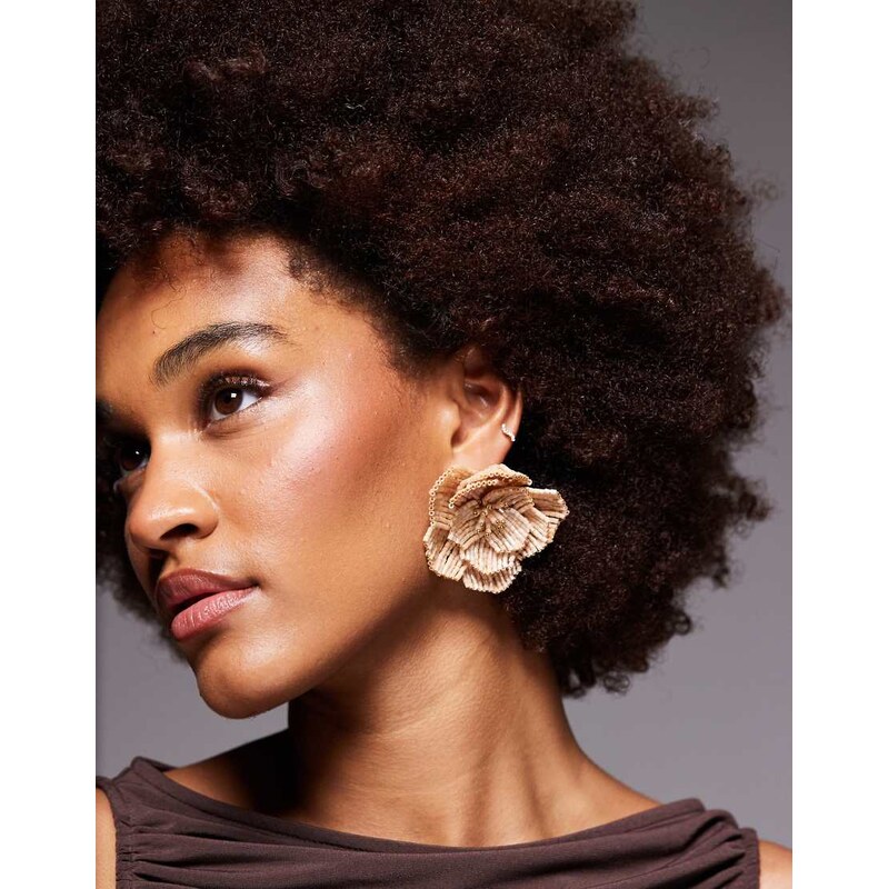 ALDO fleurish beaded statement flower earrings in gold 113574947