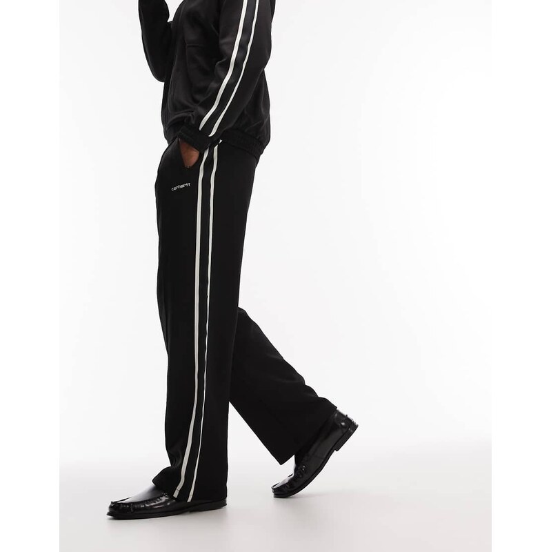 Carhartt WIP bolar sweat pants co-ord in black with side stripe