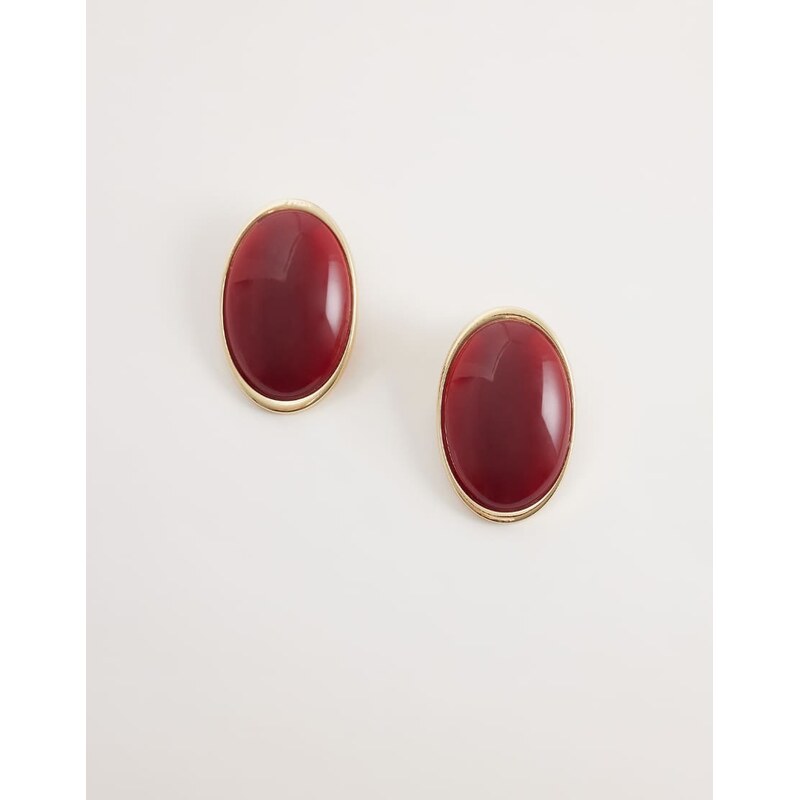 DesignB London large vintage style stud earrings in red and gold