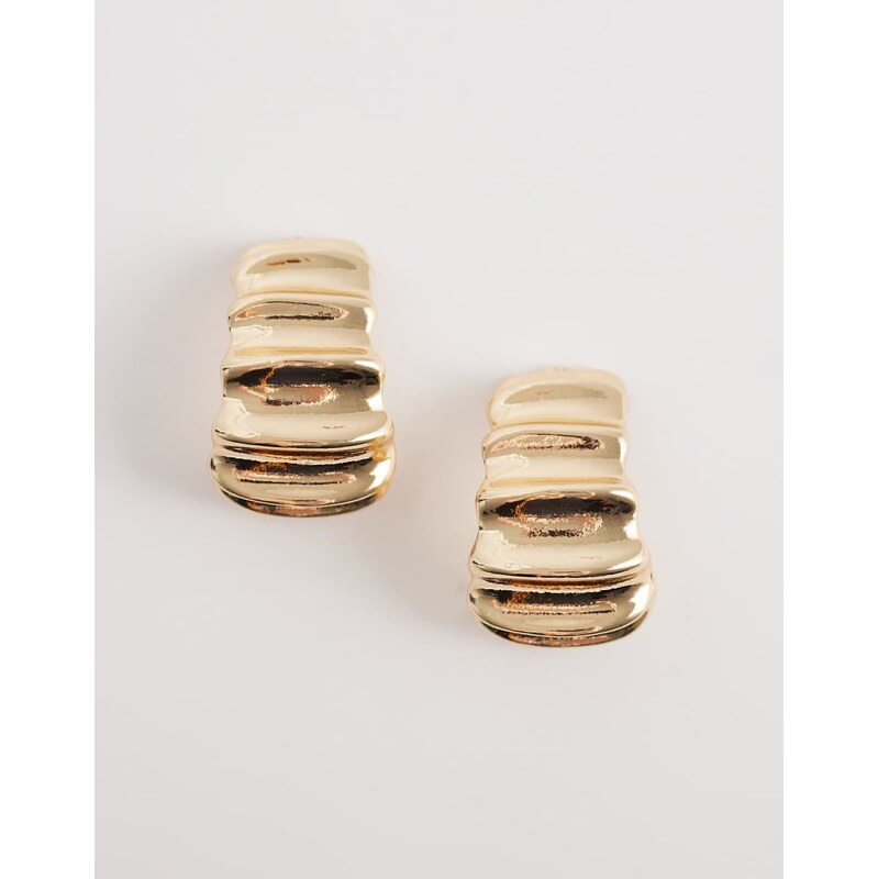 DesignB London ridged hoop earrings in gold