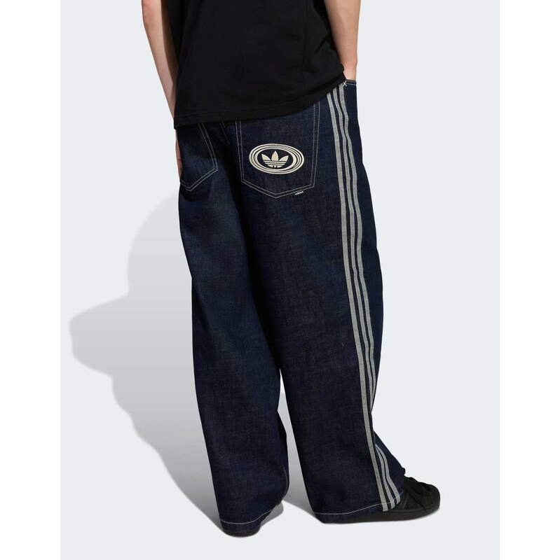 adidas Originals 90s alternative sport wide leg skater jean in night 115499997
