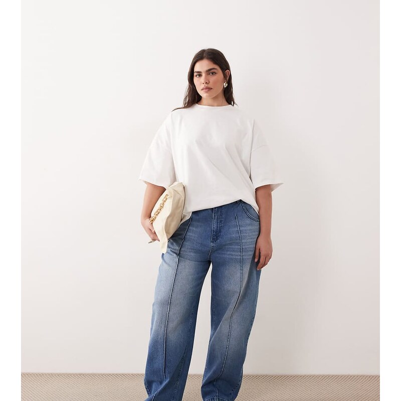 ARRANGE Curve clover front seam detail jeans in washed blue