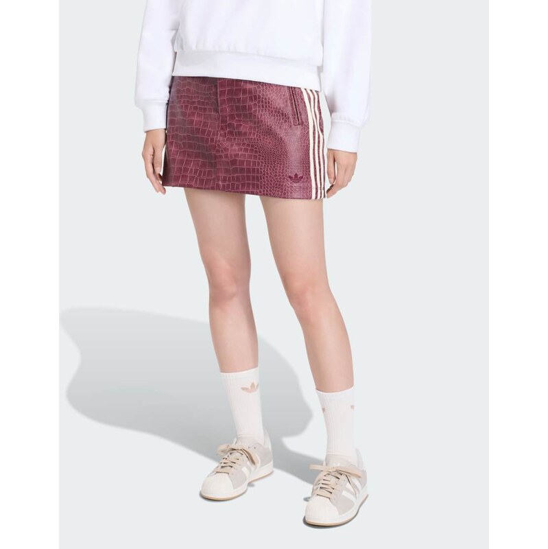 adidas Originals Pleather mini skirt in maroon-Red
