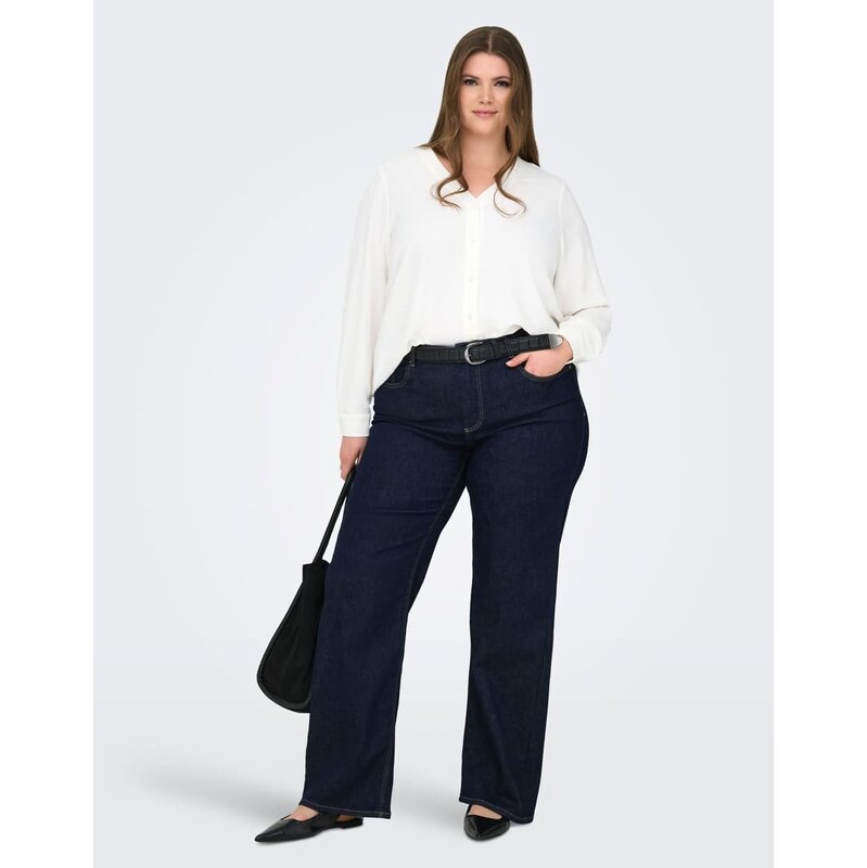 ONLY Curve Wide-fit jeans in dark blue denim