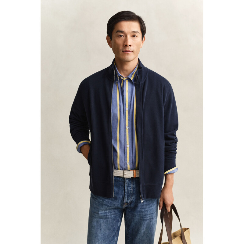 MIKINA GANT LIGHT SACKER RIB FZ EVENING BLUE