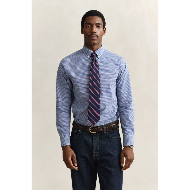 KOŠILE GANT REG CLASSIC POPLIN GINGHAM SHIRT COLLEGE BLUE
