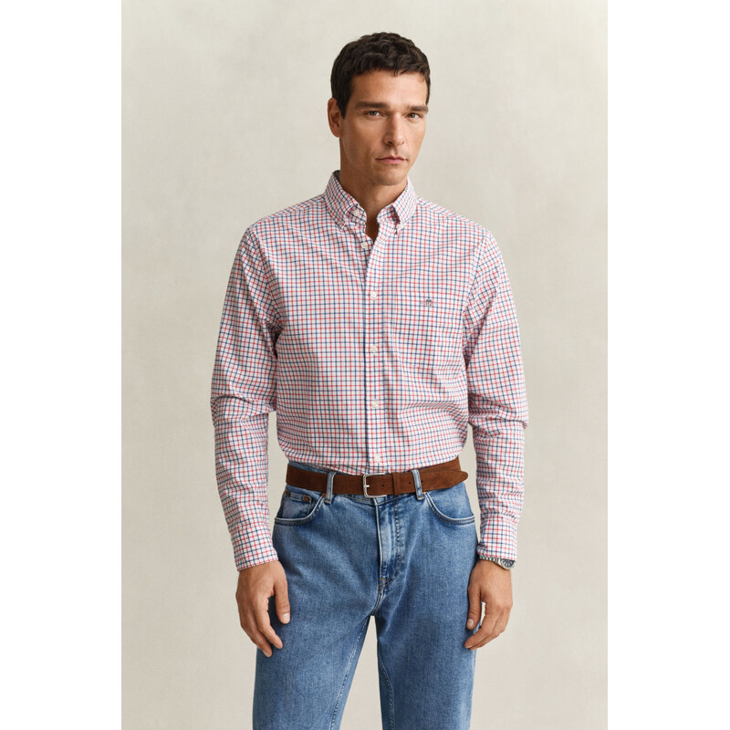 KOŠILE GANT REG CLASSIC POPLIN CHECK ROSE RED