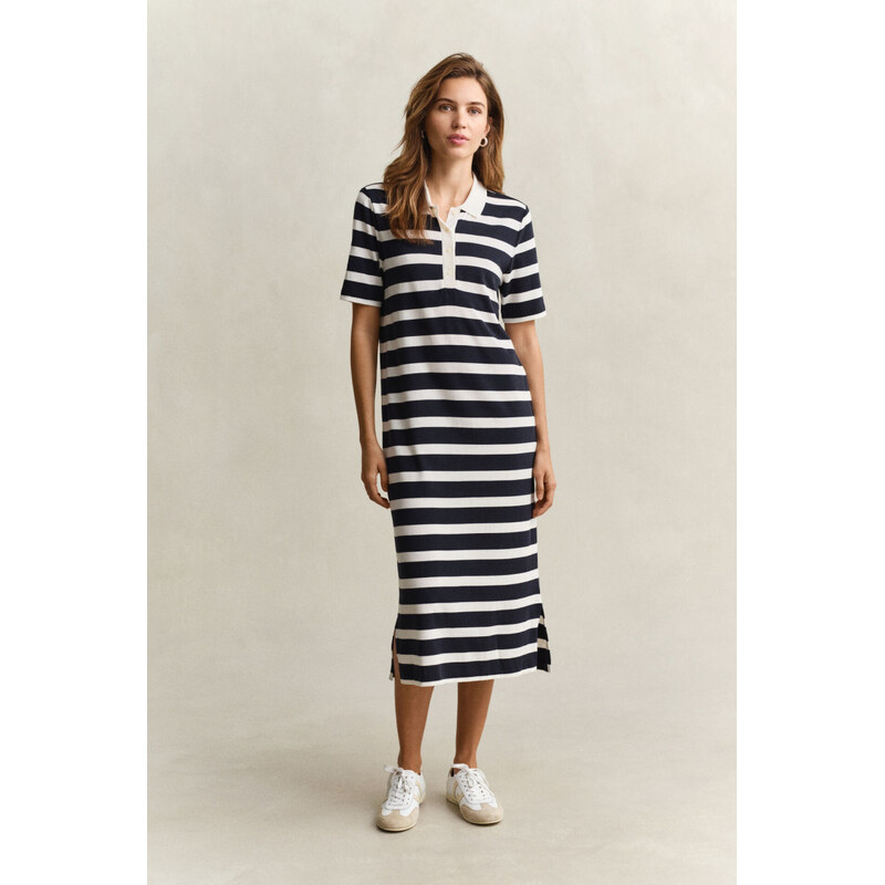 ŠATY GANT REG STRIPED SS POLO DRESS EVENING BLUE