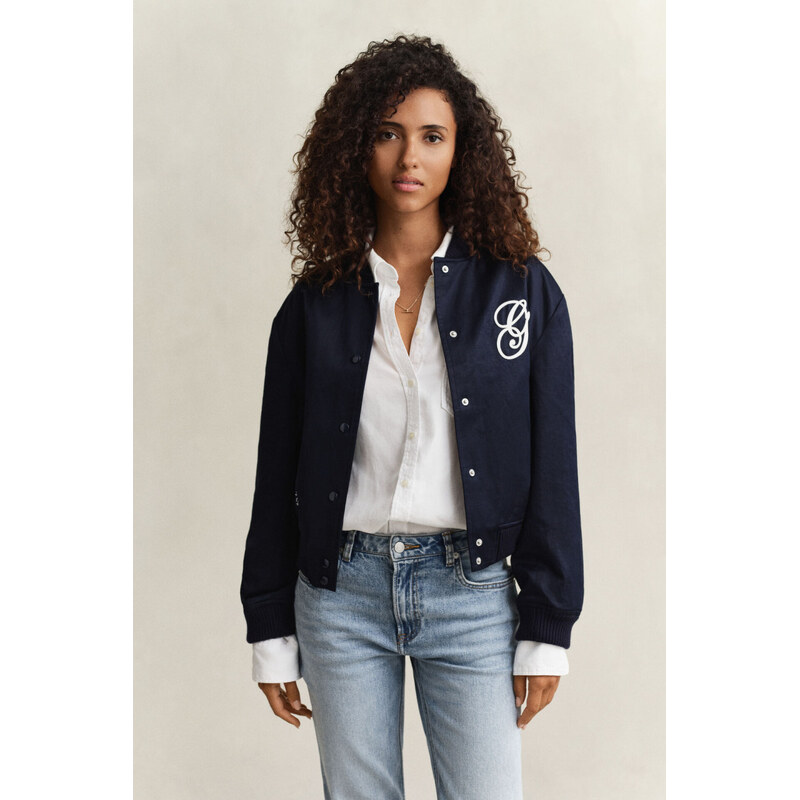 BUNDA GANT SATIN VARSITY JACKET EVENING BLUE