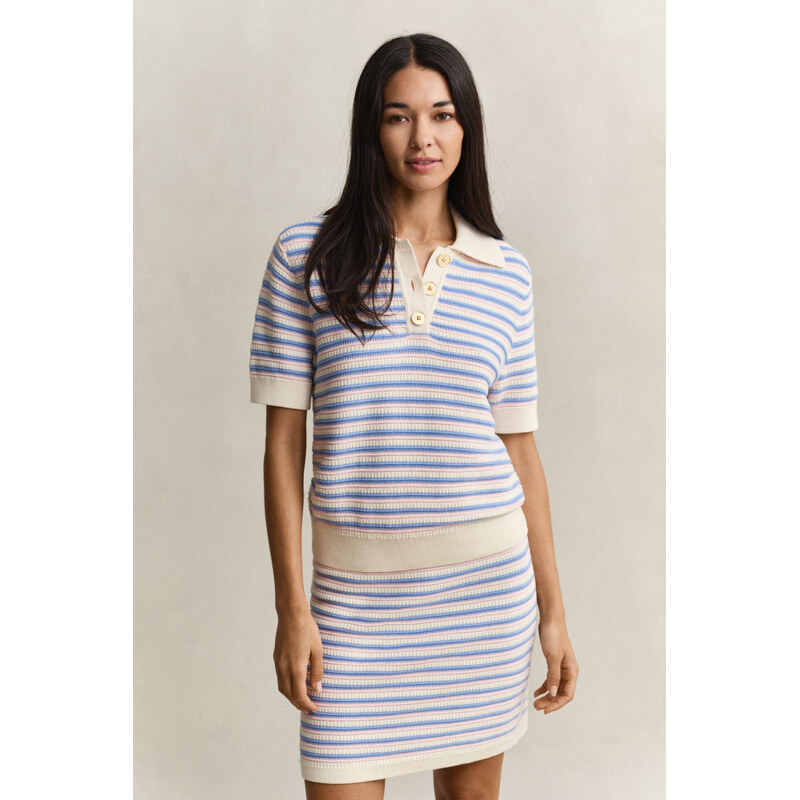SVETR GANT TEXTURED MULTISTRIPE RUGGER CREAM 113540178