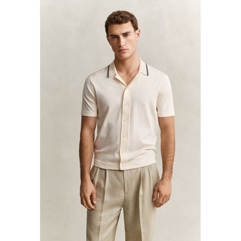 SVETR GANT RESORT COLLAR POLO CREAMED WHITE