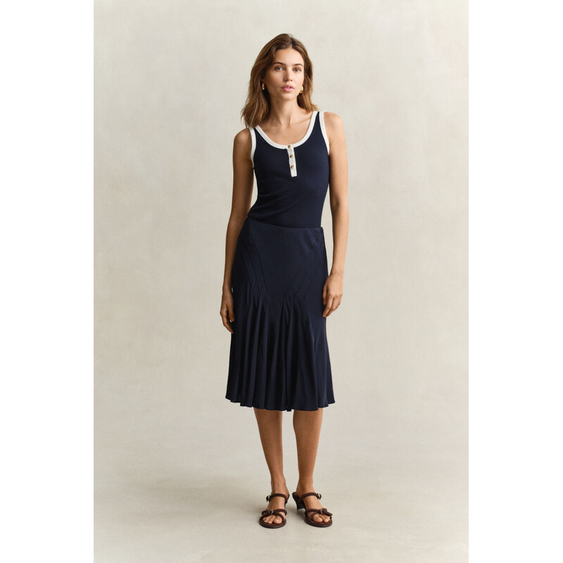 SUKNĚ GANT BIAS CUT FLARED SKIRT EVENING BLUE 115740066