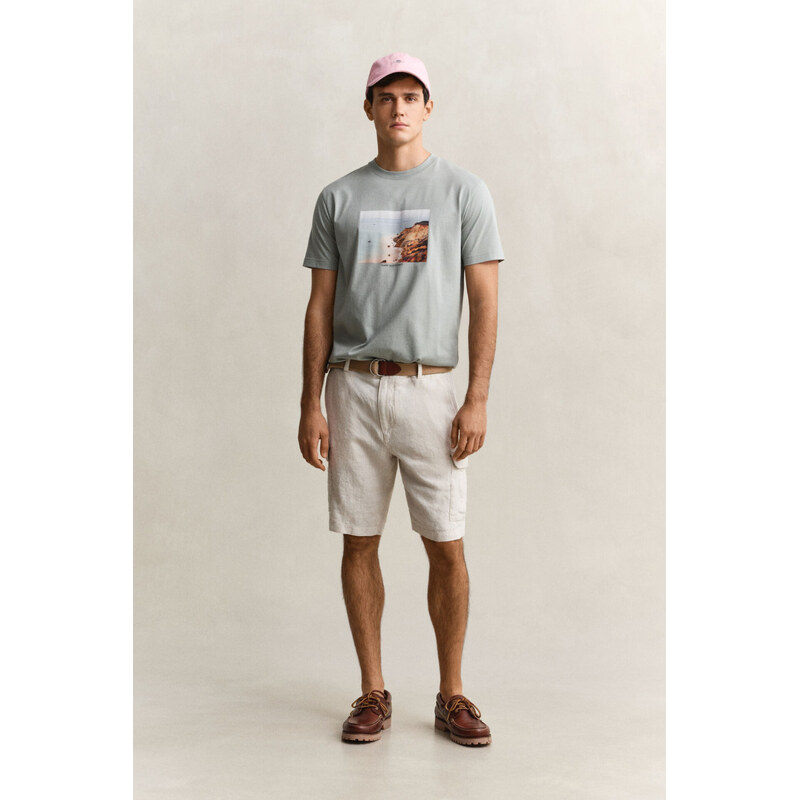 ŠORTKY GANT REG LINEN CARGO SHORTS SAND
