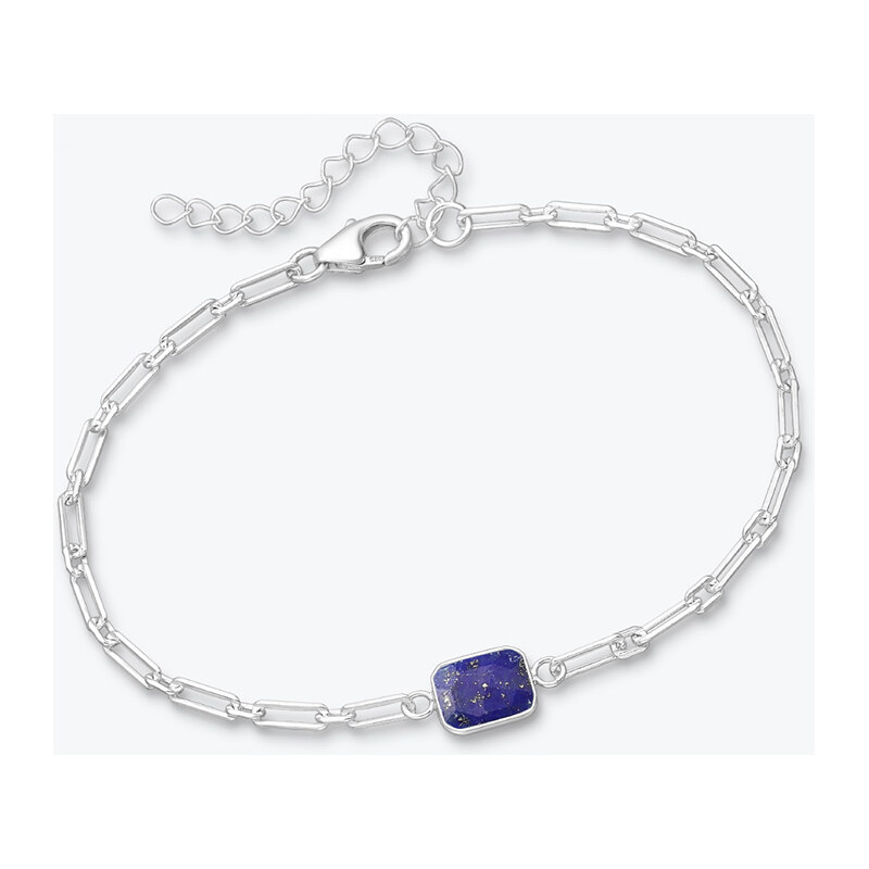 Estemia Stříbrný řetízkový náramek s broušeným lapis lazuli - Ag925 113574241