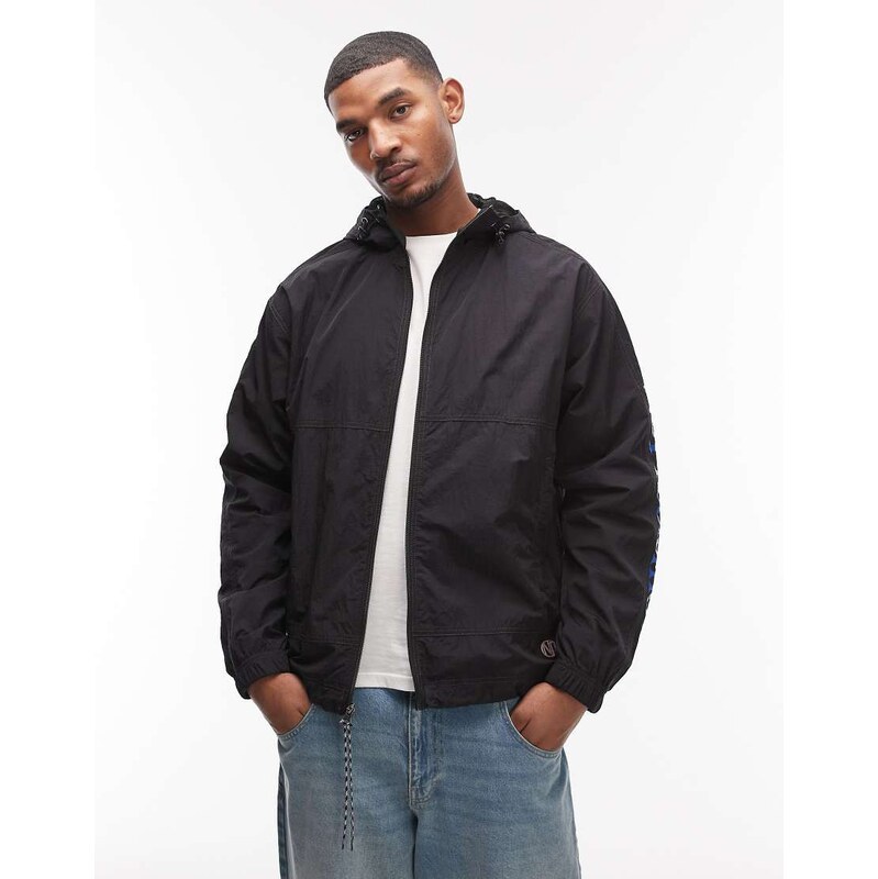 No Problemo hooded nylon windbreaker jacket with logo arm detail