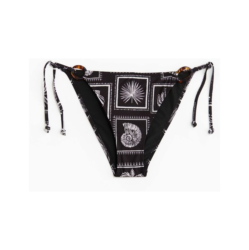 H&M - Zavazovací bikinové kalhotky tanga - Černá/Vzor