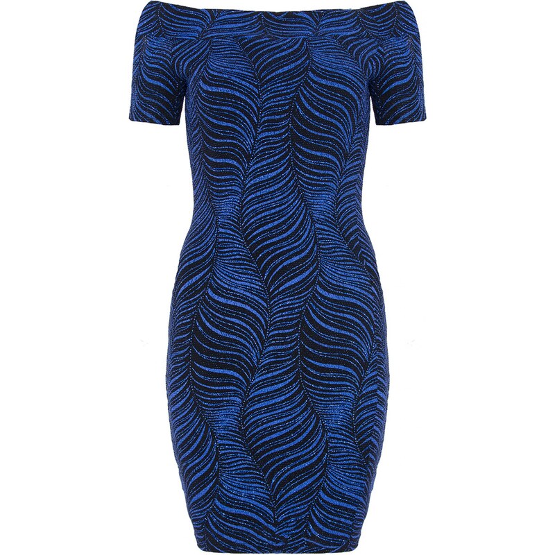 QUIZ LONDON Královsky modré bardot šaty