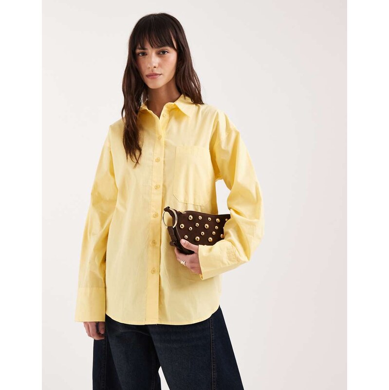 ASOS DESIGN classic cotton shirt in yellow
