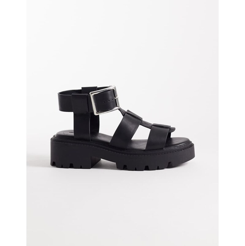 ASOS DESIGN Freddy fisherman chunky heeled sandal in black 114263570
