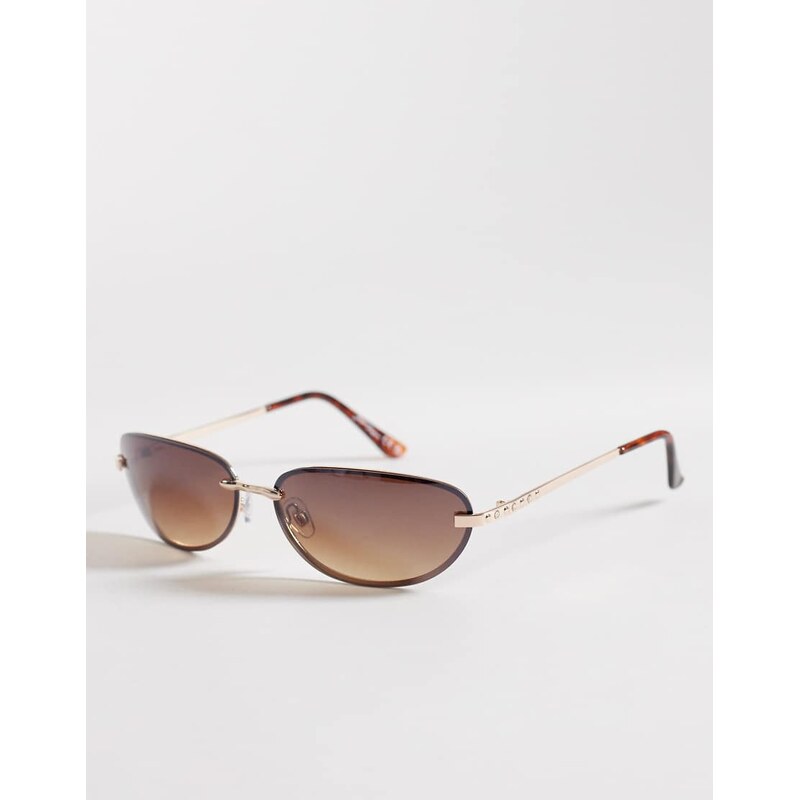 Jeepers Peepers metal wraparound sunglasses in brown