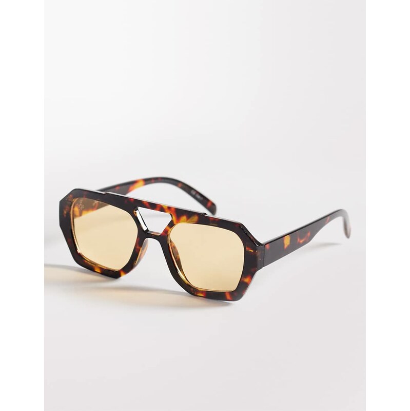 Jeepers Peepers chunky aviator sunglasses in tort with amber