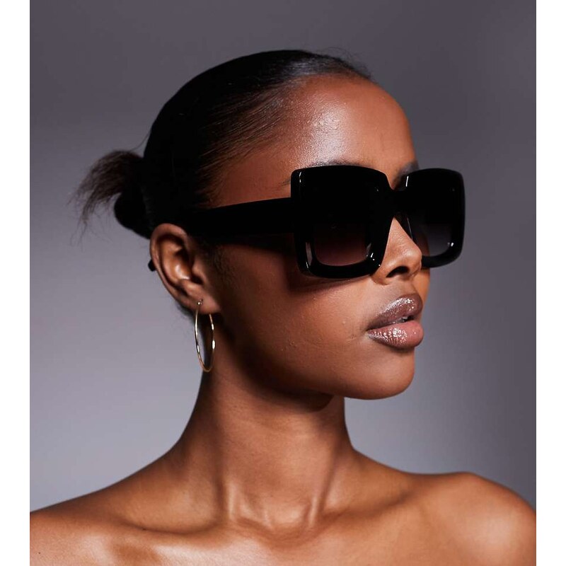 Kaiia exclusive oversized chunky square sunglasses in black