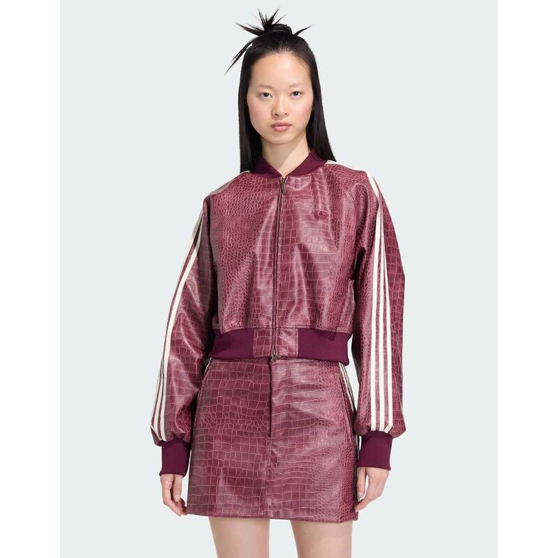 adidas Originals Pleather jacket in maroon-Red