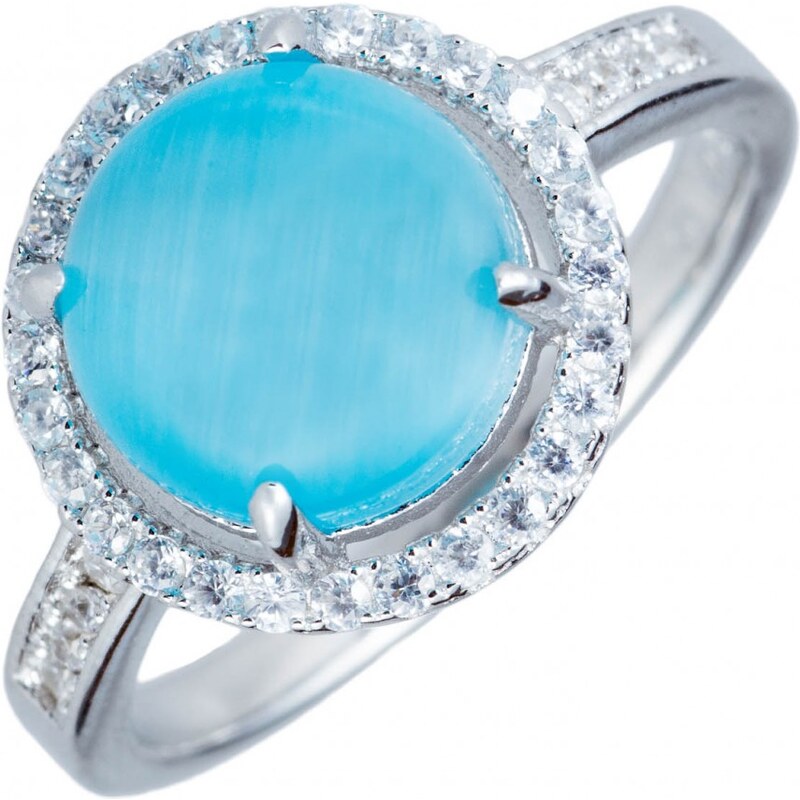 Meucci Stříbrný prsten s akvamarínem a zirkony