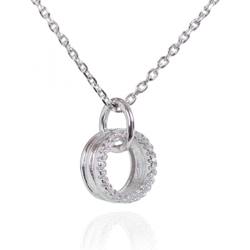 Meucci Stříbrný náhrdelník s kolečkem a zirkony