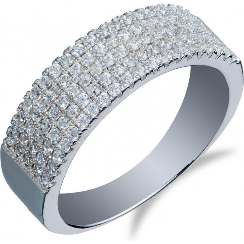 Meucci Luxusní stříbrný prsten osázený pěti řadami zirkonů