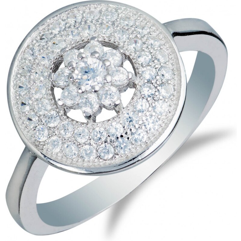Meucci Stříbrný prsten s kytičkou a kroužkem