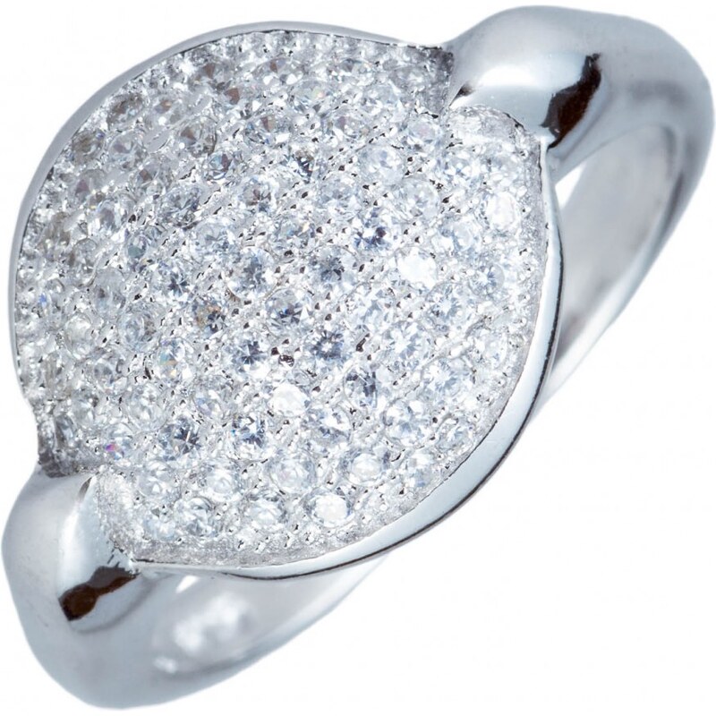 Meucci Masivní stříbrný prsten s ploškou osázenou zirkony
